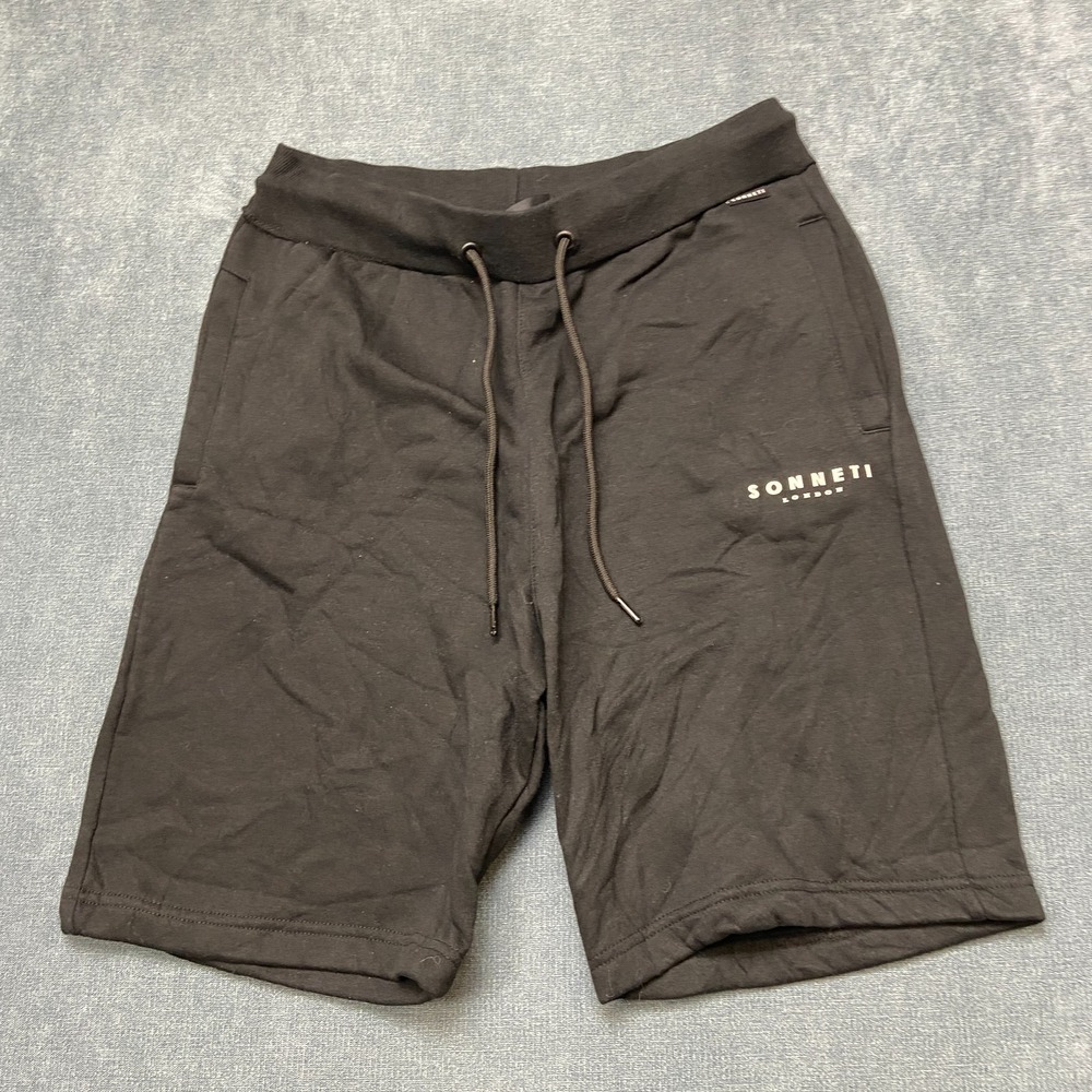 Sonneti French Terry Brom Shorts Mens M Black Logo Drawstring High Rise Casual